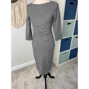 Weekend Max Mara Houndstooth Virgin Wool Side Ruched Knee Length Bodycon Dress 2